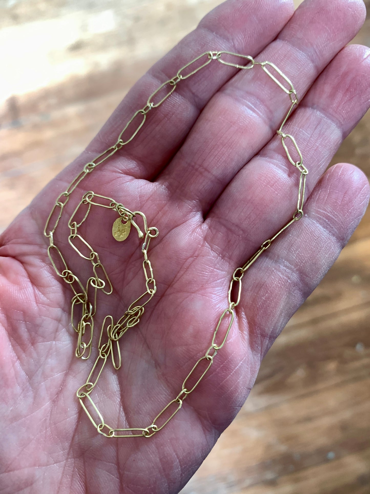 18k or 22k Solid Gold Handmade Paper Clip Cable Chain