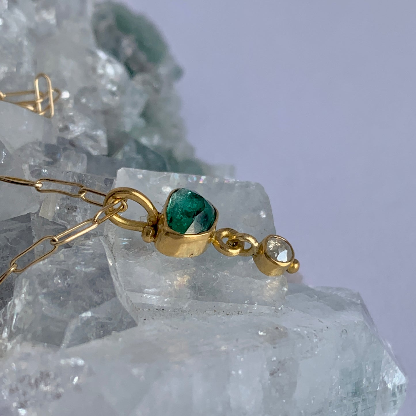 Emerald, Diamond, 22k Gold Pendant