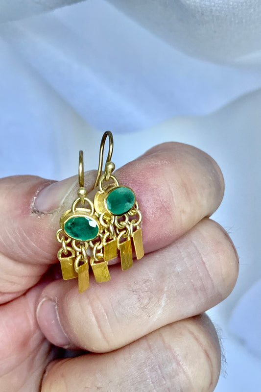 Emerald, 22k Gold Earrings