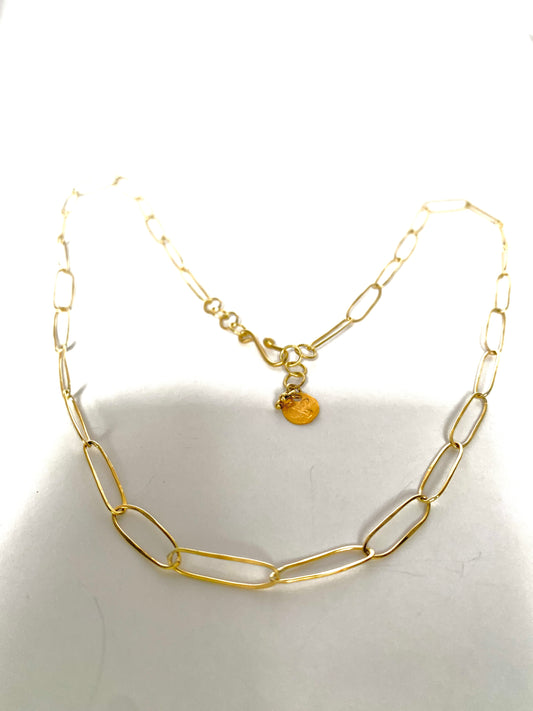 18k Gold Hammered Handmade Chain