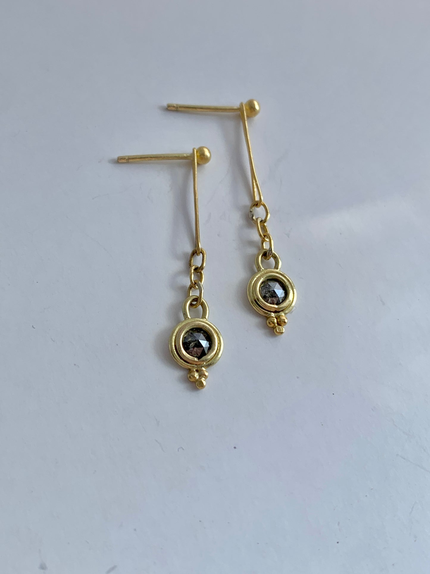 22k Gold Diamond Drop Earrings