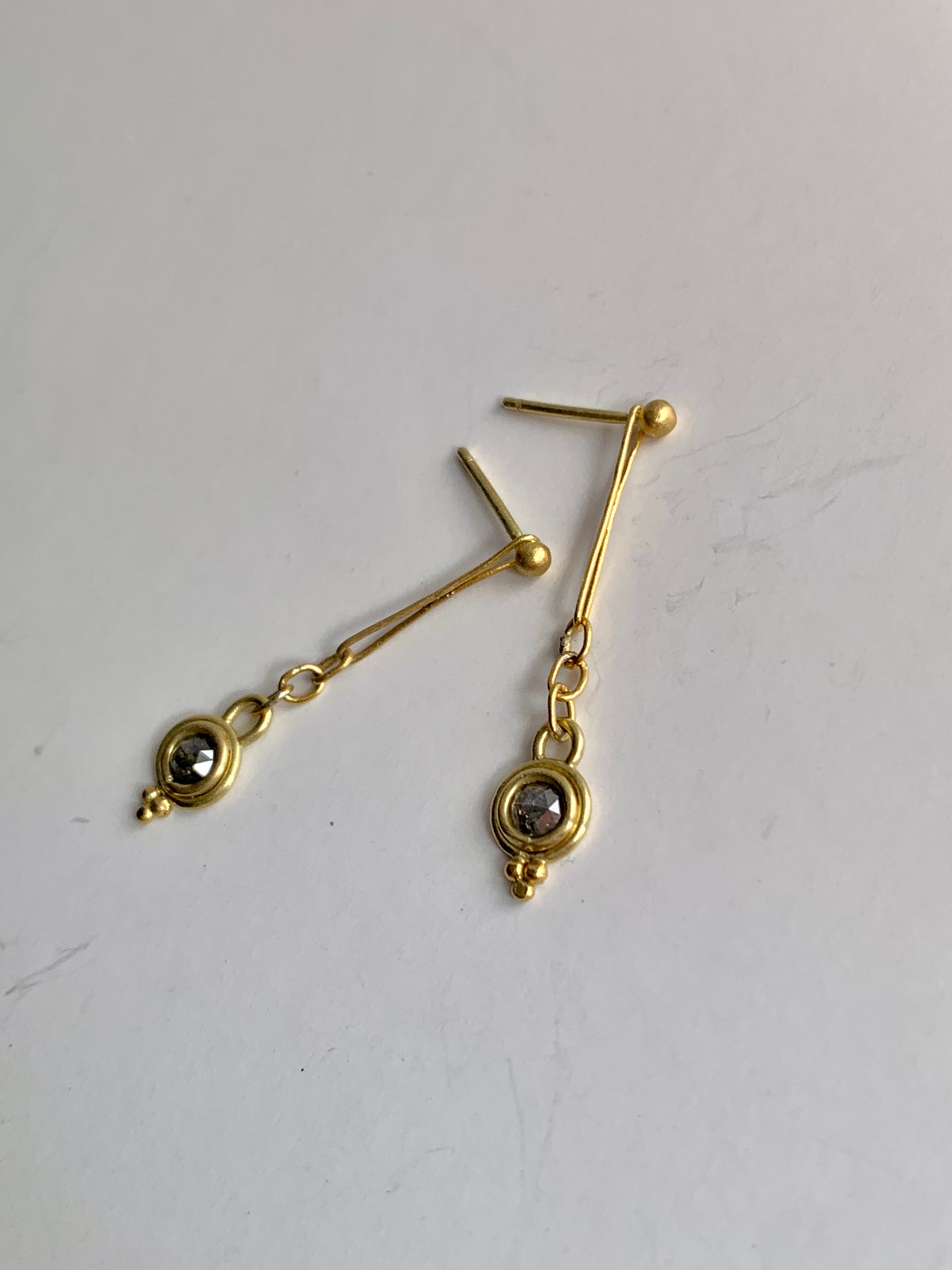 22k Gold Diamond Drop Earrings