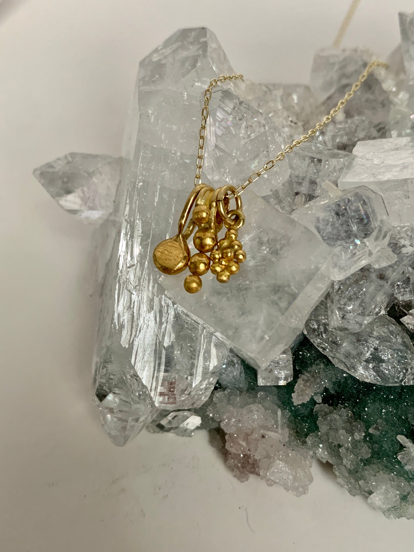 22k Gold Pendant Trio Necklace