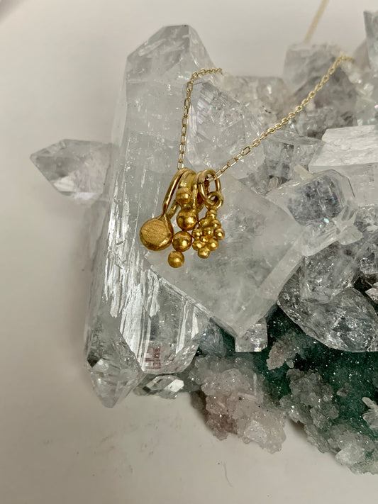 22k Gold Pendant Trio Necklace