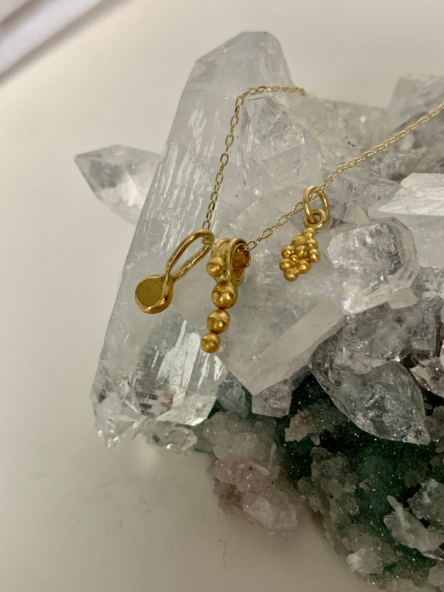 22k Gold Pendant Trio Necklace