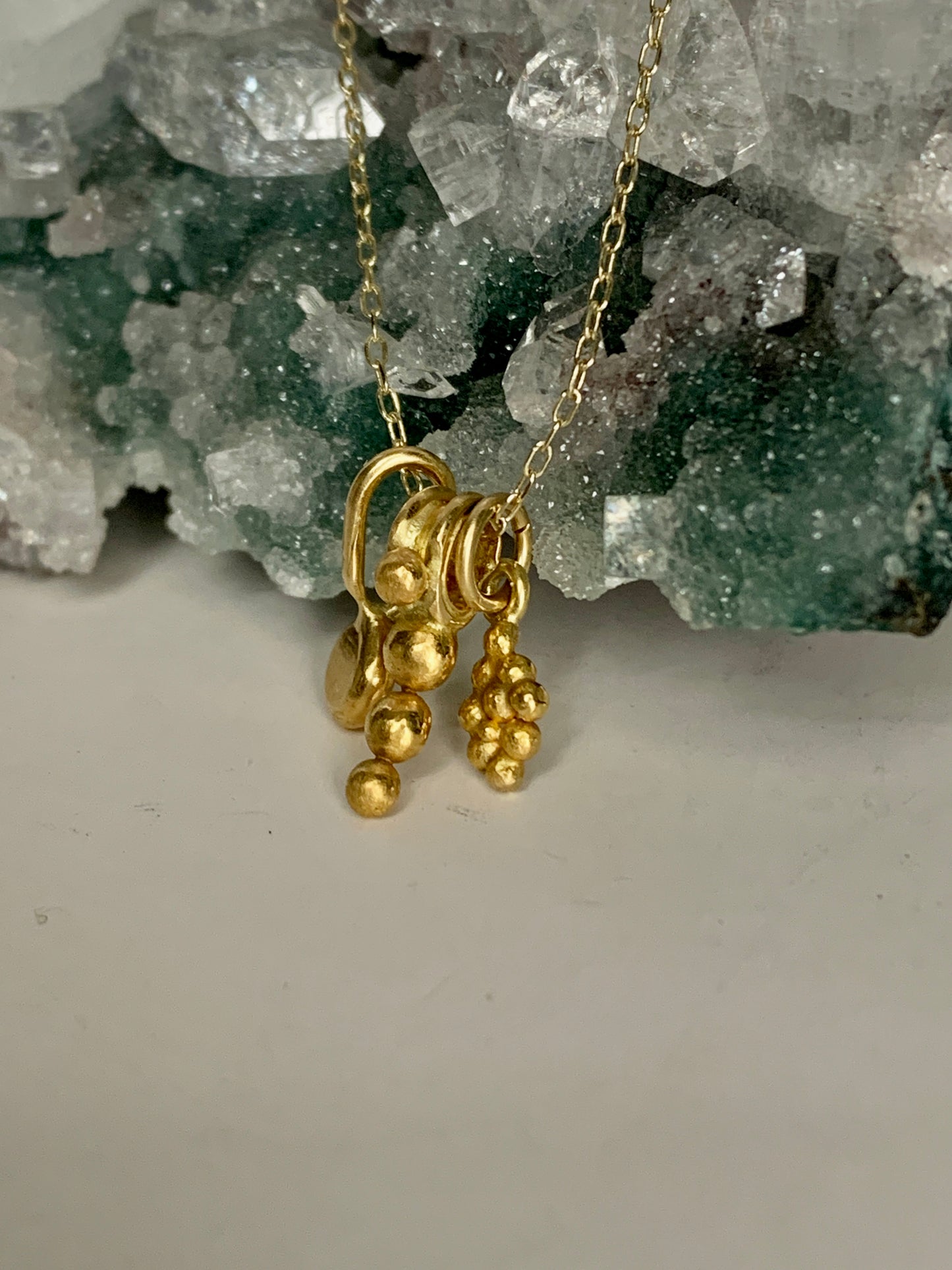 22k Gold Pendant Trio Necklace