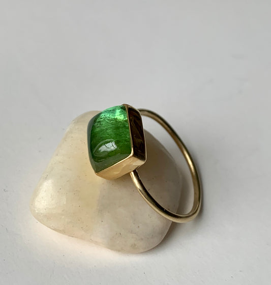 22k, 18k Gold Green Tourmaline Ring