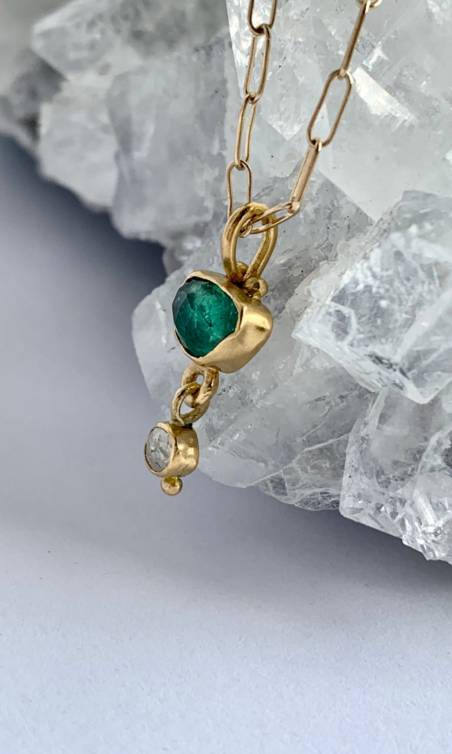 Emerald, Diamond, 22k Gold Pendant