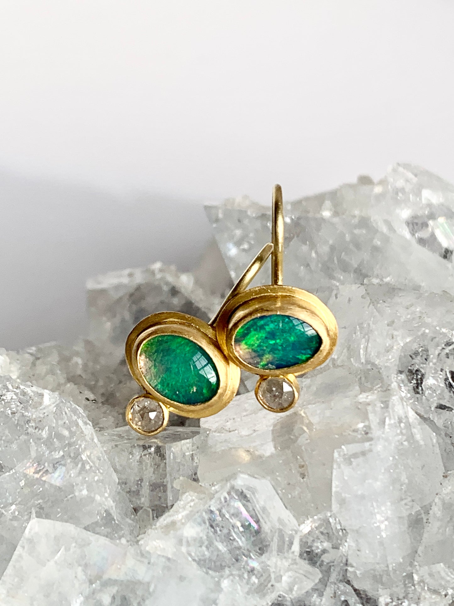 Opal Diamond 22k Gold Earrings