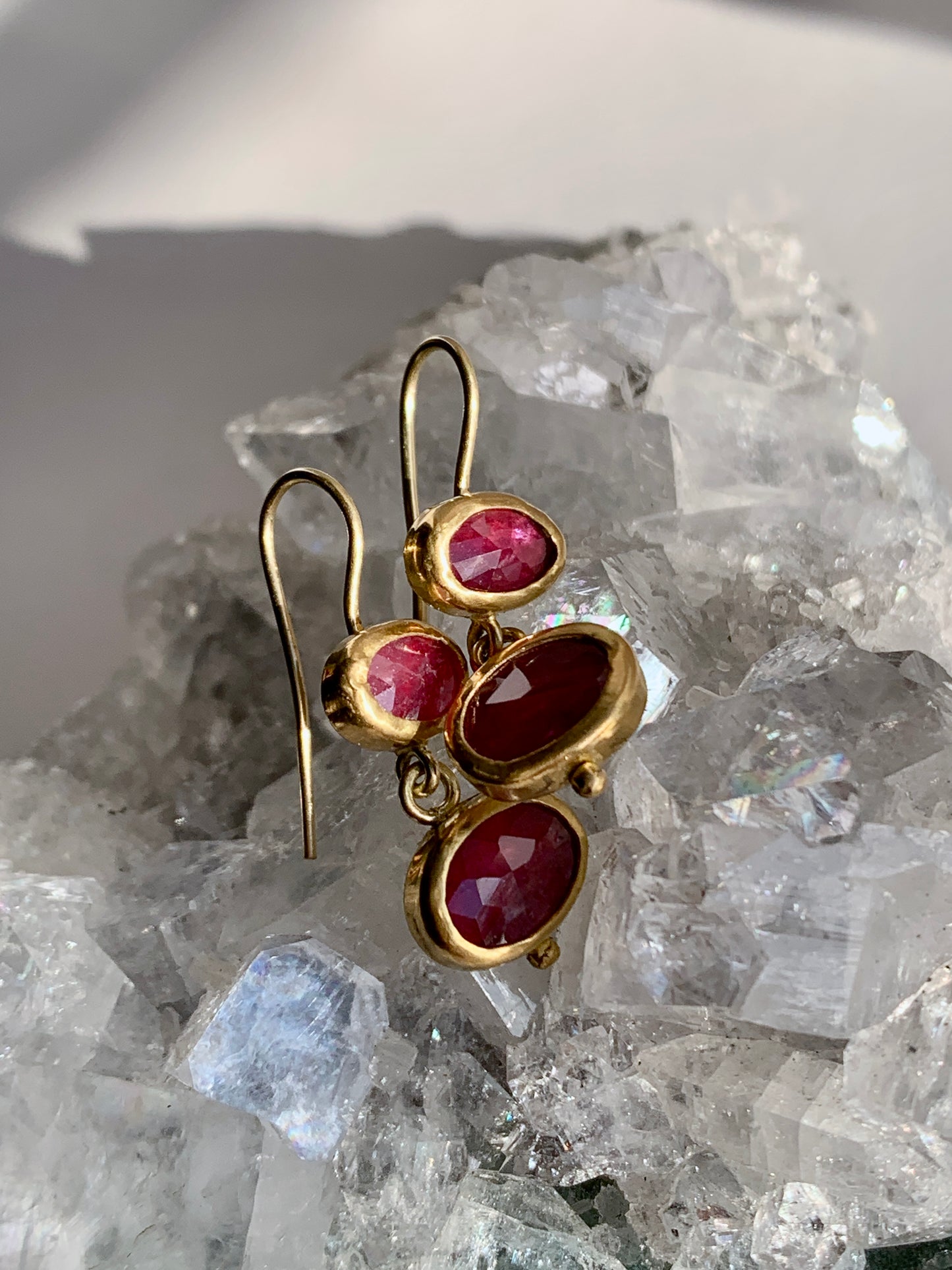 Pink Sapphire 22k Gold Earring