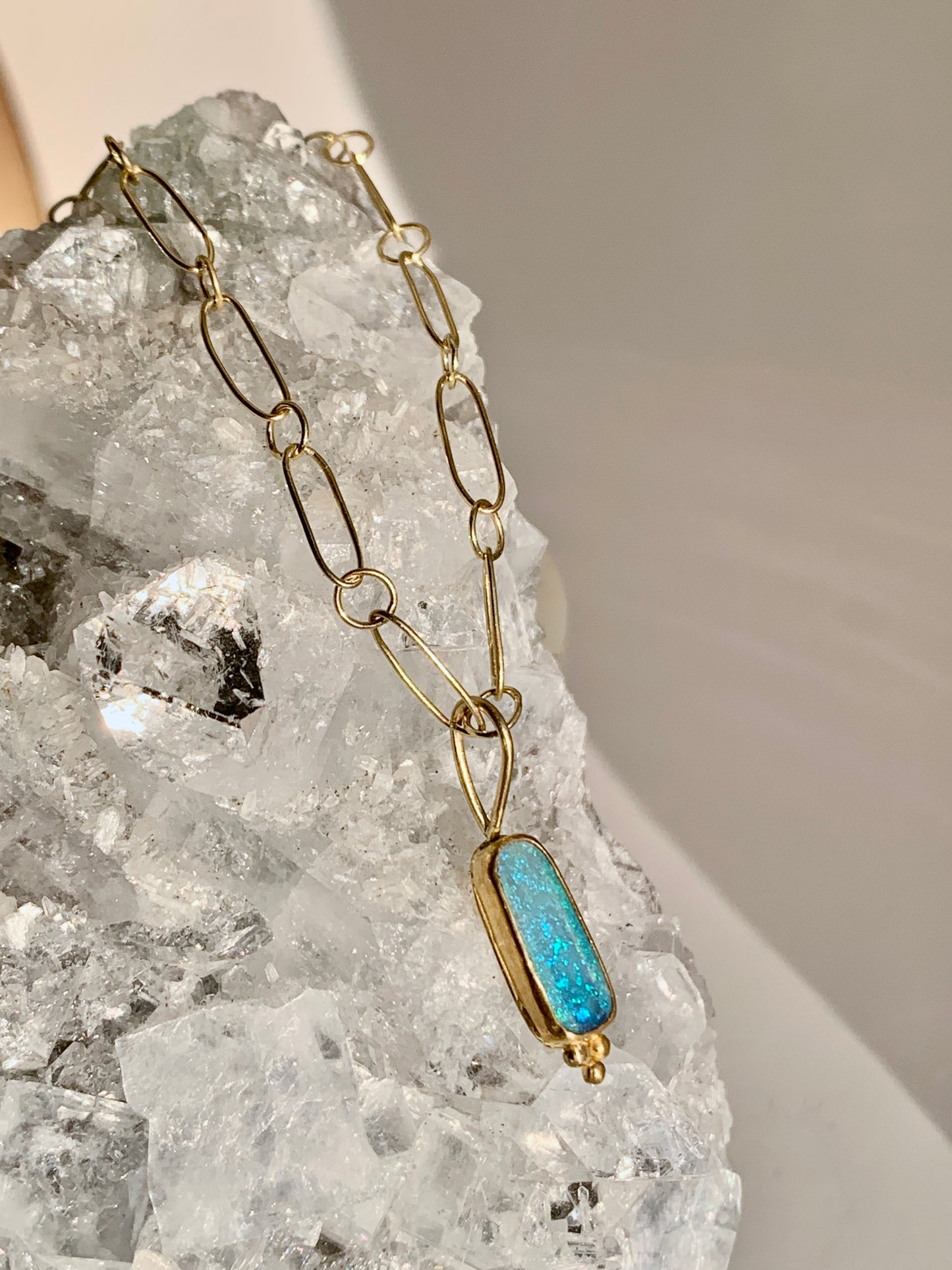 Australian Crystal Opal, 22k Gold Pendant