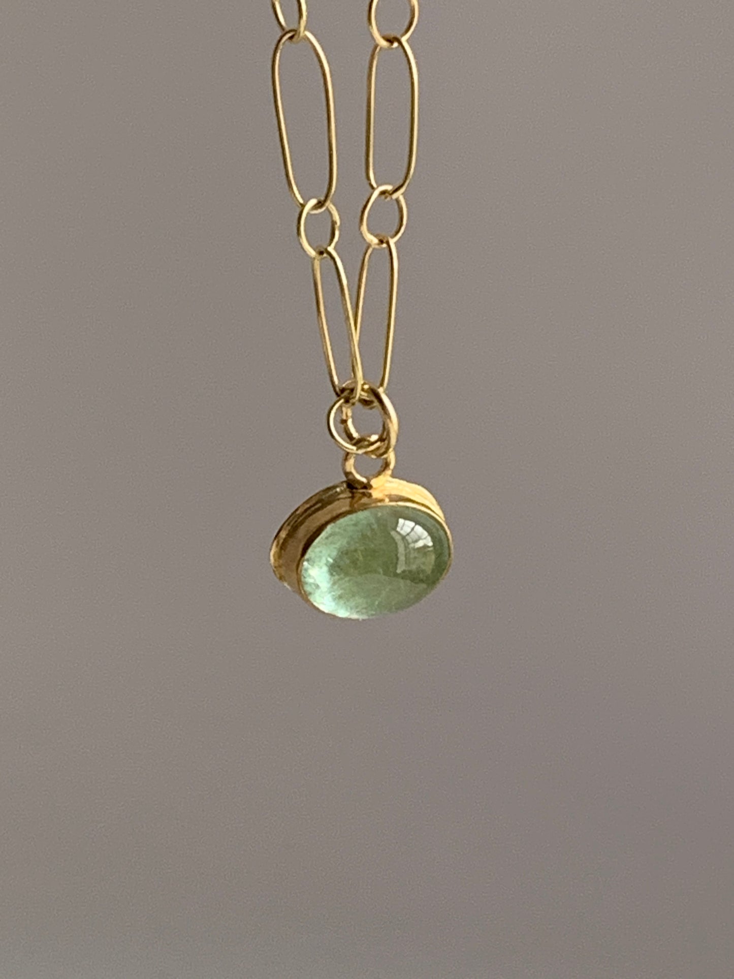 Green Tourmaline 22k Gold Pendant Necklace