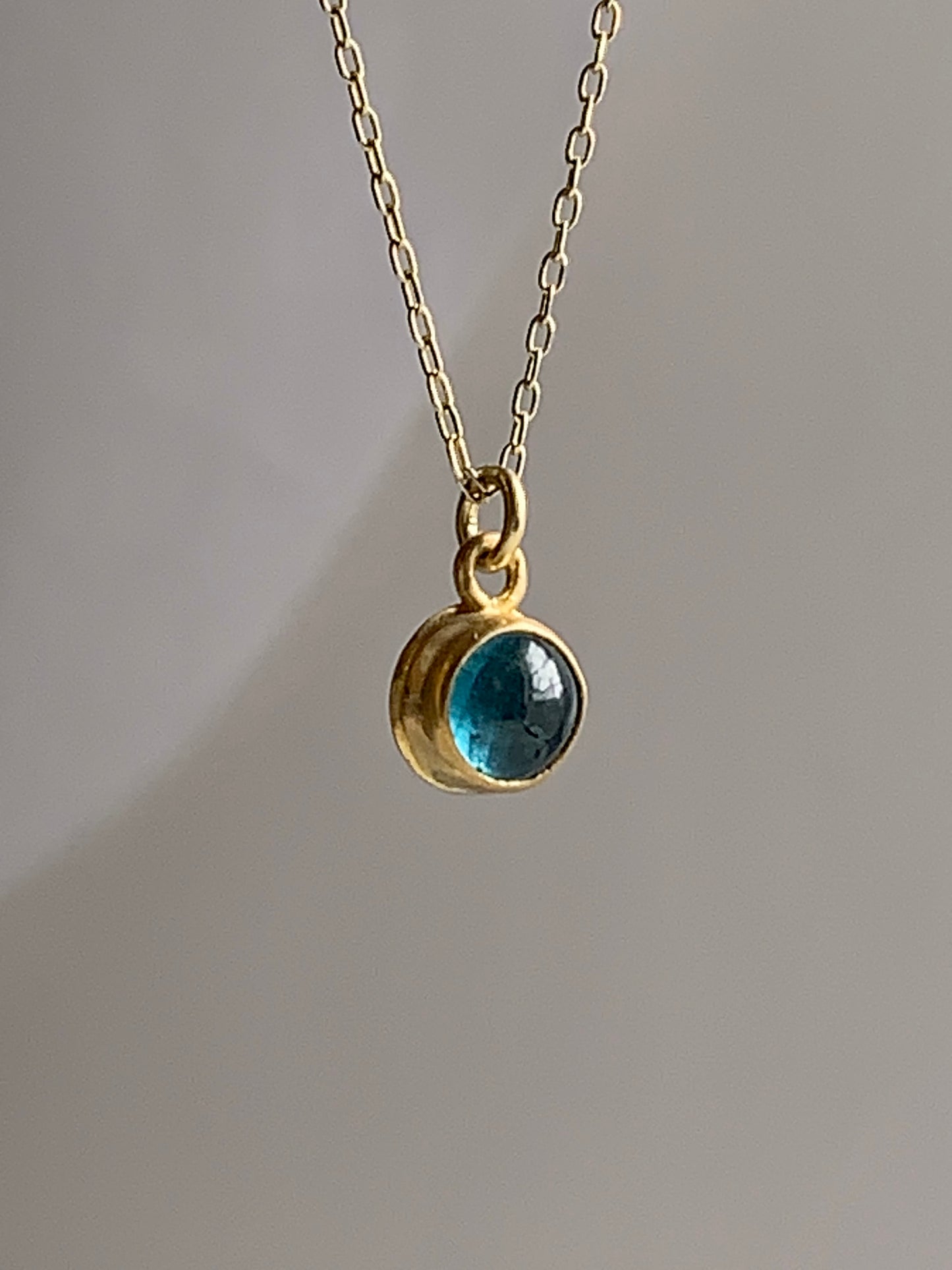 Indicolite Blue Tourmaline 22k Gold Pendant