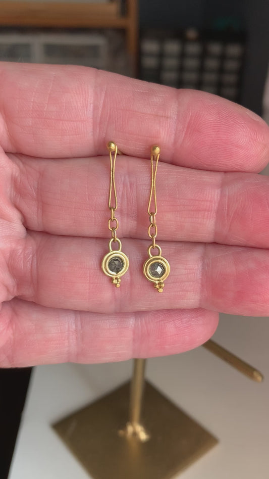 22k Gold Diamond Drop Earrings