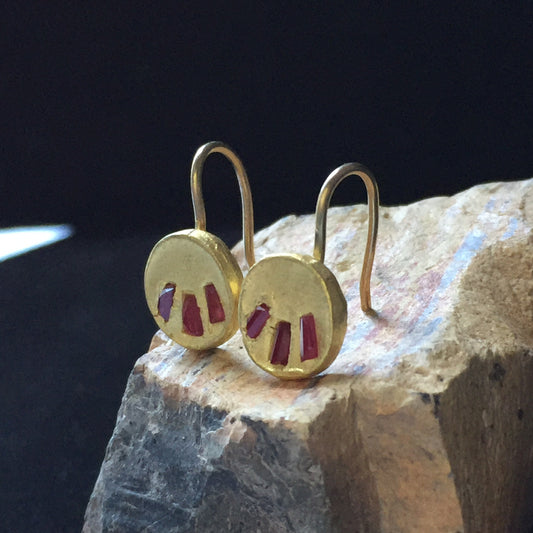 22K Gold Ruby Earrings