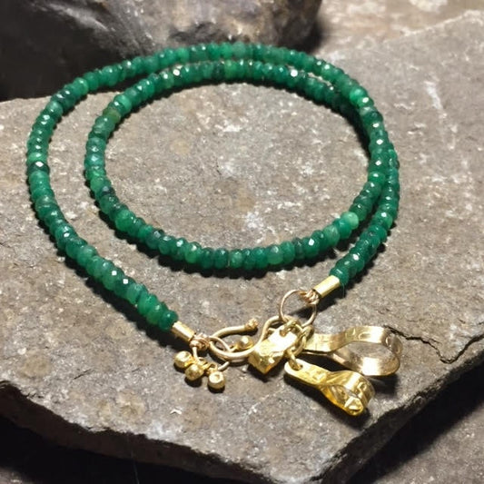 Emerald 22K Gold Wrap Bespoke Charm Bracelet