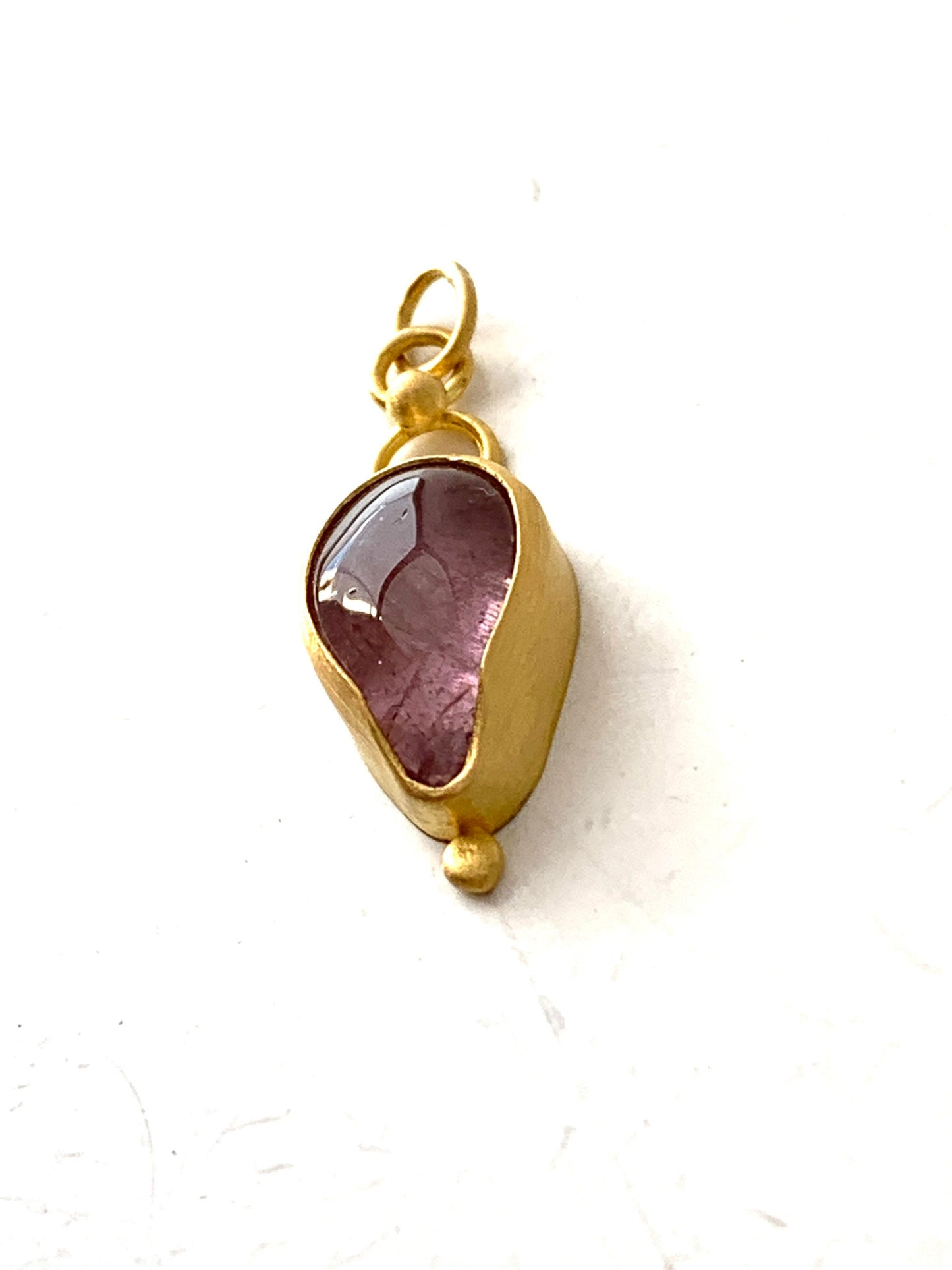 Pink Tourmaline 22k Gold Pendant Necklace